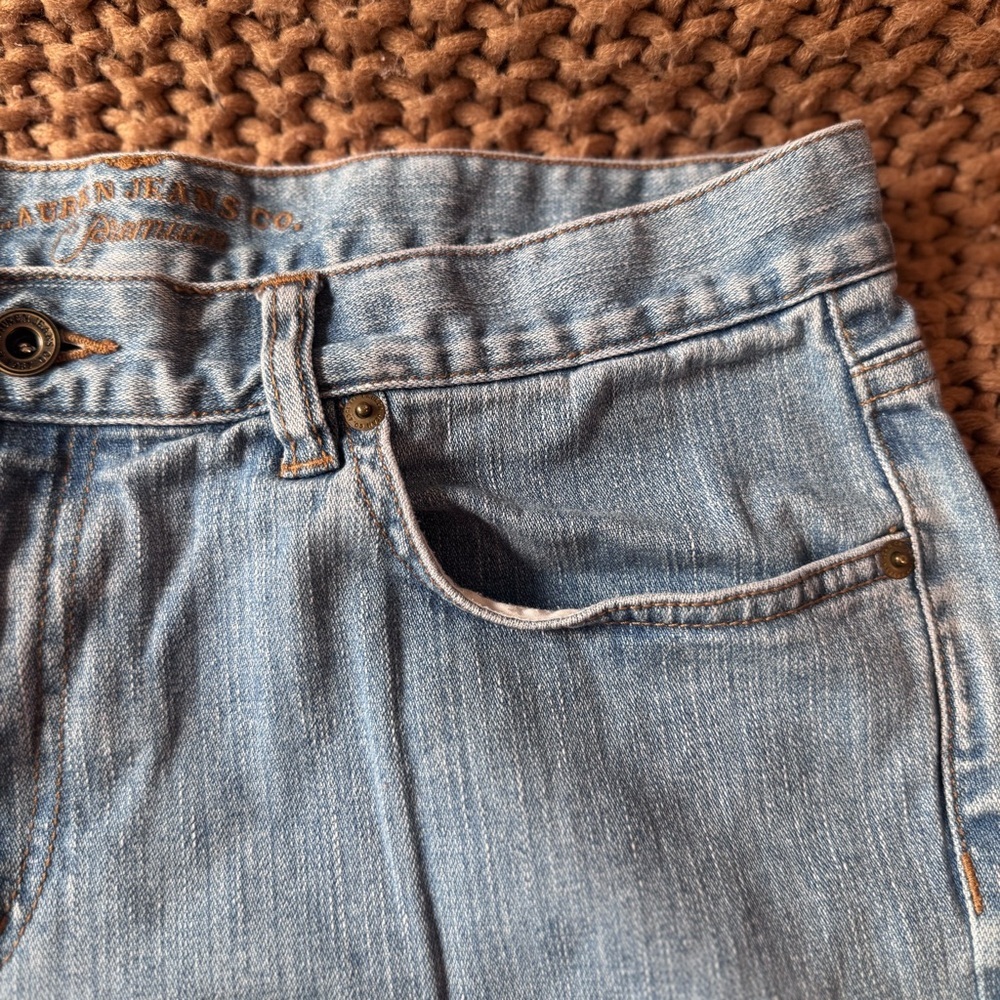 Lauren Ralph Lauren Denim Bermuda Shorts Size 12 Light Wash Raw Hem Style Jorts - Picture 11 of 14